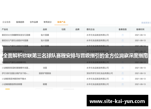 全面解析欧联第三名球队赛程安排与晋级指引的全方位洞察深度指南