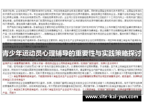 青少年运动员心理辅导的重要性与实践策略探讨